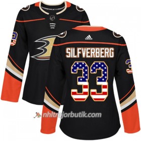 Dame Ishockey Anaheim Ducks Tröja Jakob Silfverberg 33 Adidas 2017-2018 Svart USA Flag Fashion Authentic